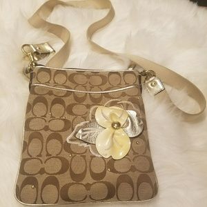 Flower Design Coach Crossbody Bag
